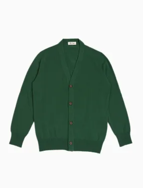 Green V Neck Cashmere Cardigan