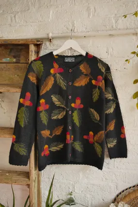 Vintage Knit Cardigan - Midnight Autumn Acorn - Size S/M